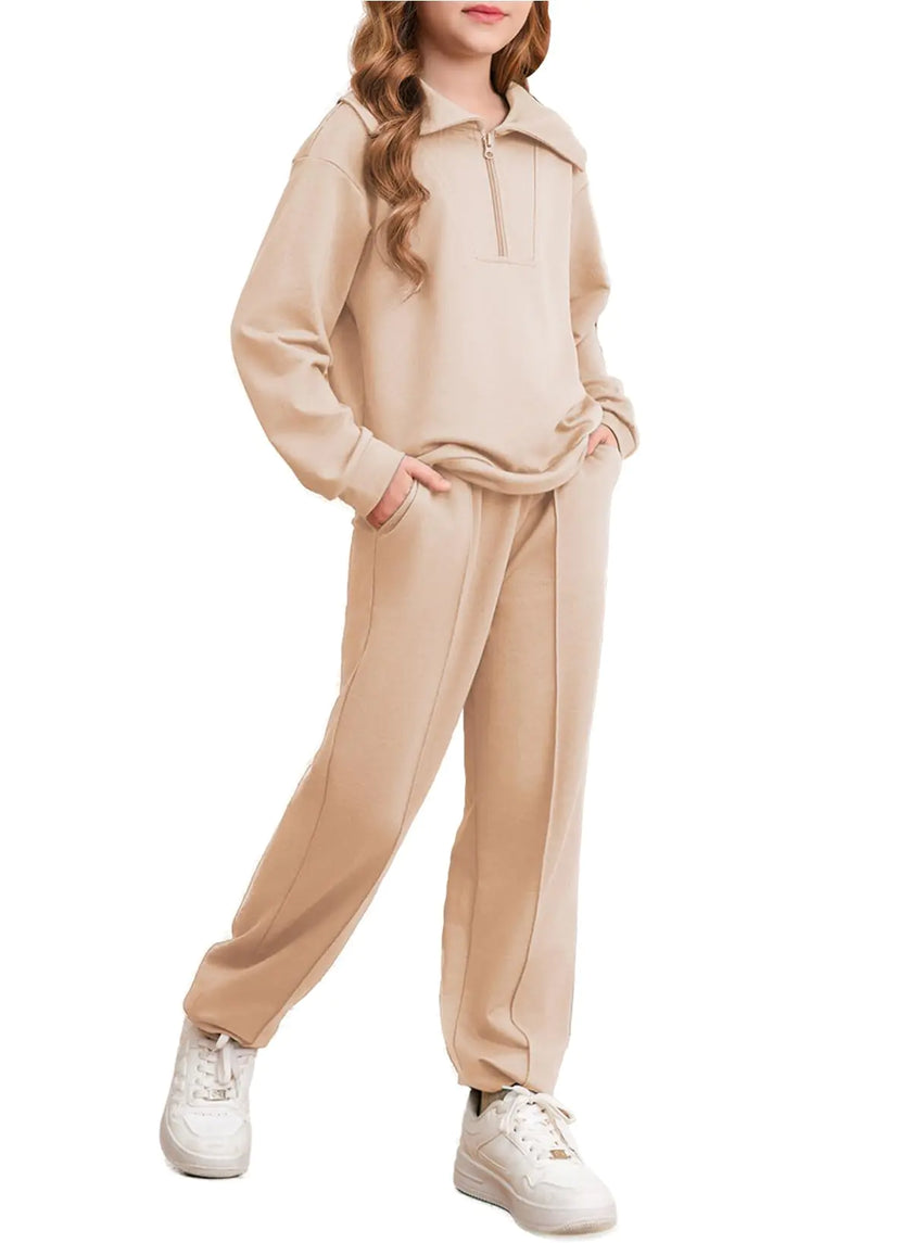 Tween Girls Half-Zip Sweatshirt & Jogger Set - Veloura