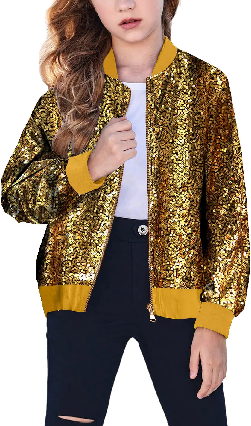 Girls’ Sequin Bomber Jacket - Veloura
