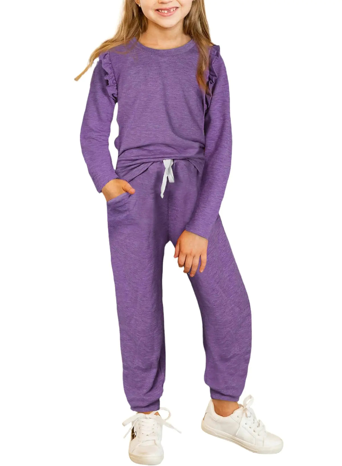 Tween Girls Ruffle Top & Sweatpants Set - Veloura