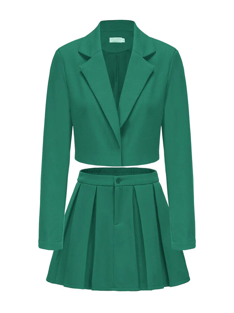 Women’s Blazer & Pleated Skirt Set - Veloura